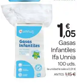 Supermercados El Jamón IFA UNNIA Gasas Infantiles oferta