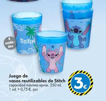 TEDi Juego de vasos reutilizables de Stitch oferta