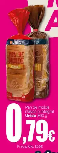 Unide Supermercados UNIDE Pan de molde clásico o integral oferta