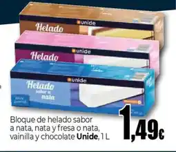 Unide Supermercados UNIDE Bloque de helado sabor a nata, nata y fresa o nata, vainilla y chocolate oferta