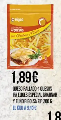 Claudio Queso rallado 4 quesos ifa eliges especial gratinar y fundir bolsa zip oferta
