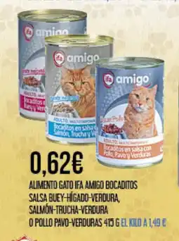 Claudio Alimento gato ifa amigo bocaditos salsa buey-higado-verdura, oferta