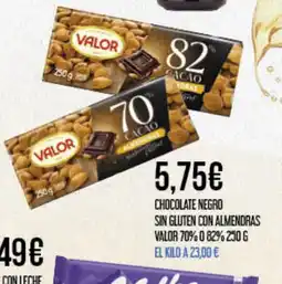 Claudio VALOR Chocolate negro sin gluten con almendras oferta
