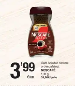 SPAR Fragadis NESCAFÉ Cafè soluble natural o descafeinat oferta