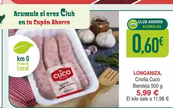 Masymas LONGANIZA, Criolla Cuco Bandeja oferta