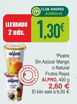 Masymas ALPRO Postre Sin Azúcar Mango o Natural Frutos Rojos oferta