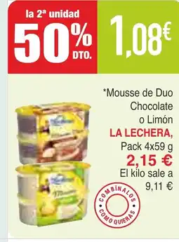 Masymas LA LECHERA Mousse de Duo Chocolate o Limon oferta