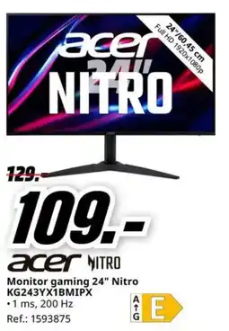 MediaMarkt ACER Monitor gaming 24" Nitro KG243YX1BMIPX oferta