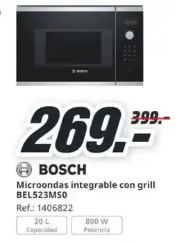 MediaMarkt BOSCH Microondas integrable con grill BEL523MS0 oferta