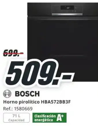 MediaMarkt BOSCH Horno pirolítico HBA572BB3F oferta