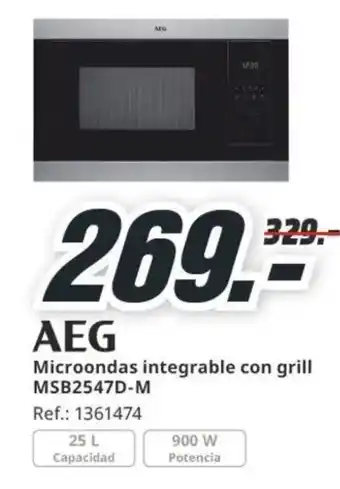 MediaMarkt AEG Microondas integrable con grill MSB2547D-M oferta