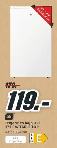 MediaMarkt Frigorífico bajo OFK 171 E W TABLE TOP oferta