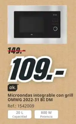 MediaMarkt Microondas integrable con grill OMWG 2022-31 BI DM oferta