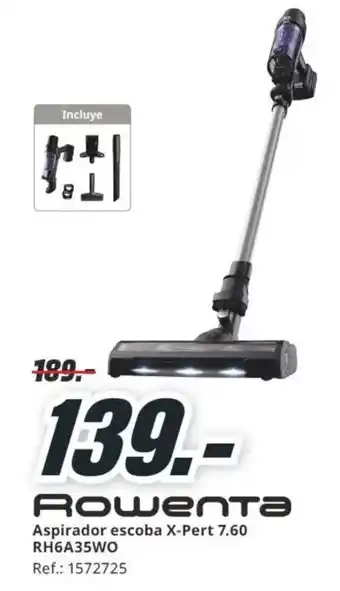 MediaMarkt ROWENTA Aspirador escoba X-Pert 7.60 RH6A35WO oferta
