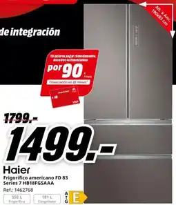 MediaMarkt HAIER Frigorífico americano FD 83 Series 7 HB18FGSAAA oferta