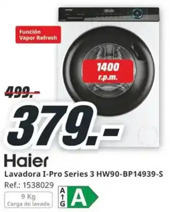 MediaMarkt HAIER Lavadora I-Pro Series 3 HW90-BP14939-S oferta