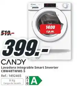 MediaMarkt CANDY Lavadora integrable Smart Inverter CBW48TWME-S oferta