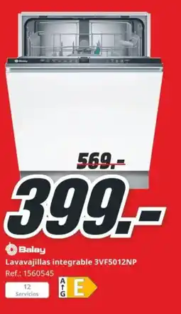 MediaMarkt BALAY Lavavajillas integrable 3VF5012NP oferta
