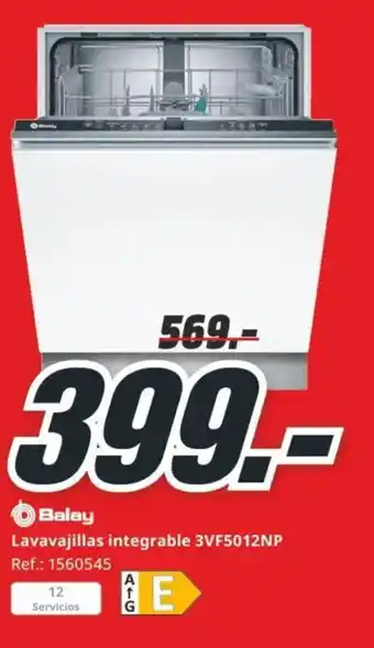 MediaMarkt BALAY Lavavajillas integrable 3VF5012NP oferta