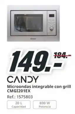 MediaMarkt CANDY Microondas integrable con grill CMG1201EX oferta