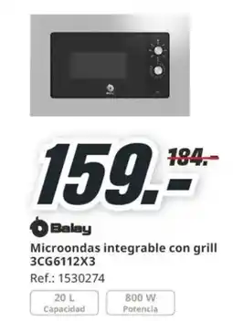 MediaMarkt BALAY Microondas integrable con grill 3CG6112X3 oferta