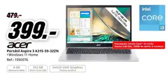 MediaMarkt ACER Portátil Aspire 3 A315-59-32ZN oferta
