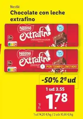 Lidl Nestlé - chocolate con leche extrafino oferta
