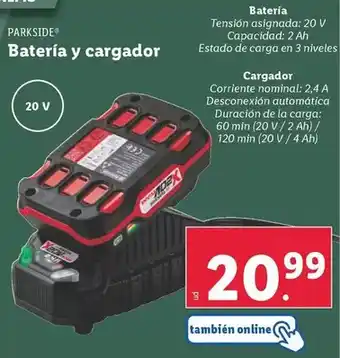 Lidl Parkside - batería y cargador oferta