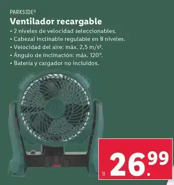 Lidl Parkside - ventilador recargable oferta