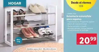 Lidl Livarno home - estantería extensible para zapatos oferta