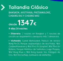 Travelplan Palacio - bangkok, ayutthaya, philtanuloke, chitang rat y chitang mai oferta