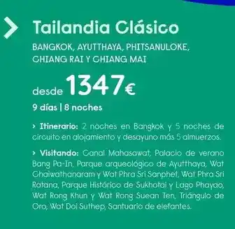 Travelplan Palacio - bangkok, ayutthaya, philtanuloke, chitang rat y chitang mai oferta