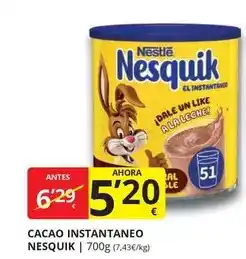 Supermercados MAS Nestlé - cacao instantaneo nesquik oferta