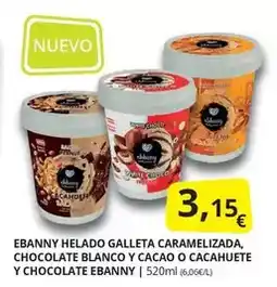 Supermercados MAS Blanco - ebanny helado galleta caramelizada, chocolate y cacao o cacahuete y chocolate oferta