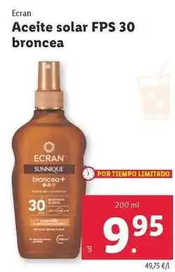 Lidl Ecran - aceite solar fps 30 broncea oferta