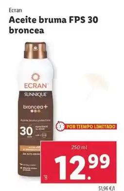 Lidl Ecran - aceite bruma fps 30 broncea oferta