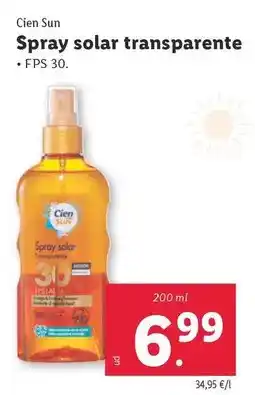 Lidl Cien sun - spray solar transparente oferta
