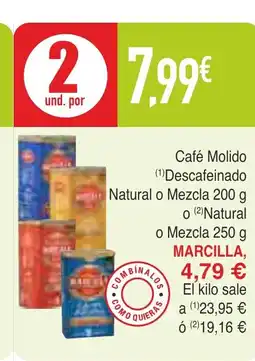 Masymas MARCILLA Café Molido Descafeinado Natural o Mezcla oferta
