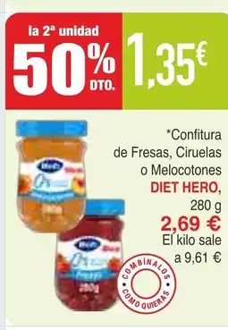 Masymas DIET HERO Confitura de Fresas Ciruelas o Melocotones oferta