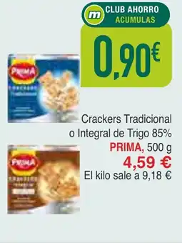 Masymas PRIMA Crackers Tradicional o Integral de Trigo oferta