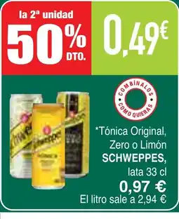 Masymas SCHWEPPES Tónica Original, Zero o Limón oferta