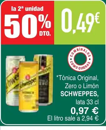 Masymas SCHWEPPES Tónica Original, Zero o Limón oferta