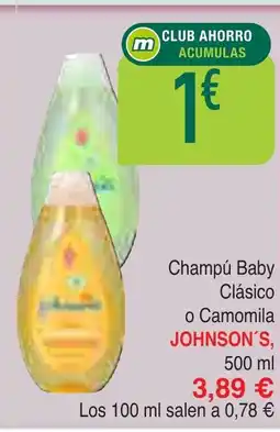 Masymas JOHNSON'S Champú Baby Clásico o Camomila oferta