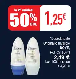 Masymas DOVE Desodorante Original o Invisible oferta