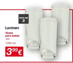 KIK LUMINARC Vasos para beber oferta