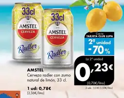 Supermercados Lupa AMSTEL Cerveza radler con zumo natural de limón oferta