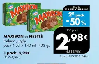 Supermercados Lupa MAXIBON de NESTLÉ Helado Jungly oferta