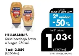 Supermercados Lupa HELLMANN'S Salsa bocabajo brava o burger oferta