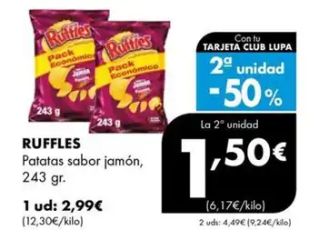 Supermercados Lupa RUFFLES Patatas sabor jamón oferta