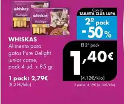 Supermercados Lupa WHISKAS Alimento para gatos Pure Delight junior carne oferta